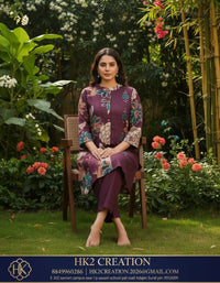 PURPLE FLORAL PRINTED KURTA SET`