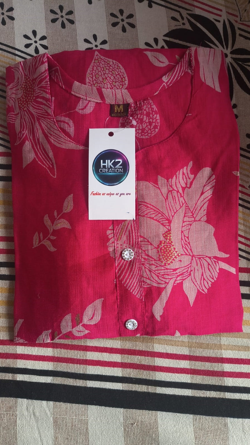 PINK FLORAL PRINTED STRAIGHT KURTA SET