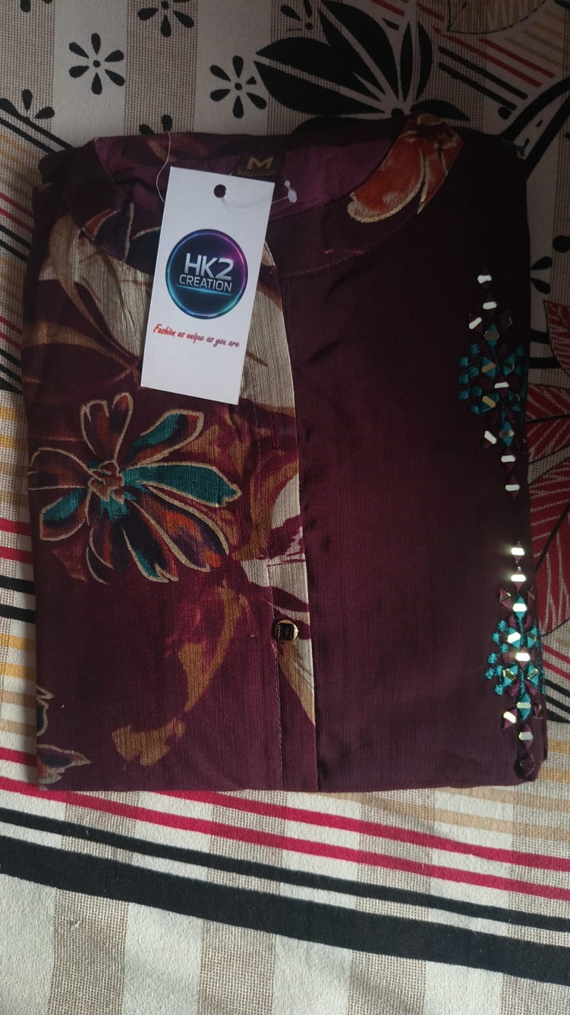 PURPLE FLORAL PRINTED KURTA SET`