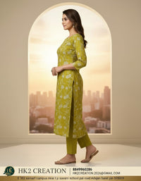 YELLOW REGULAR FIT FLORAL PRINT KURTA