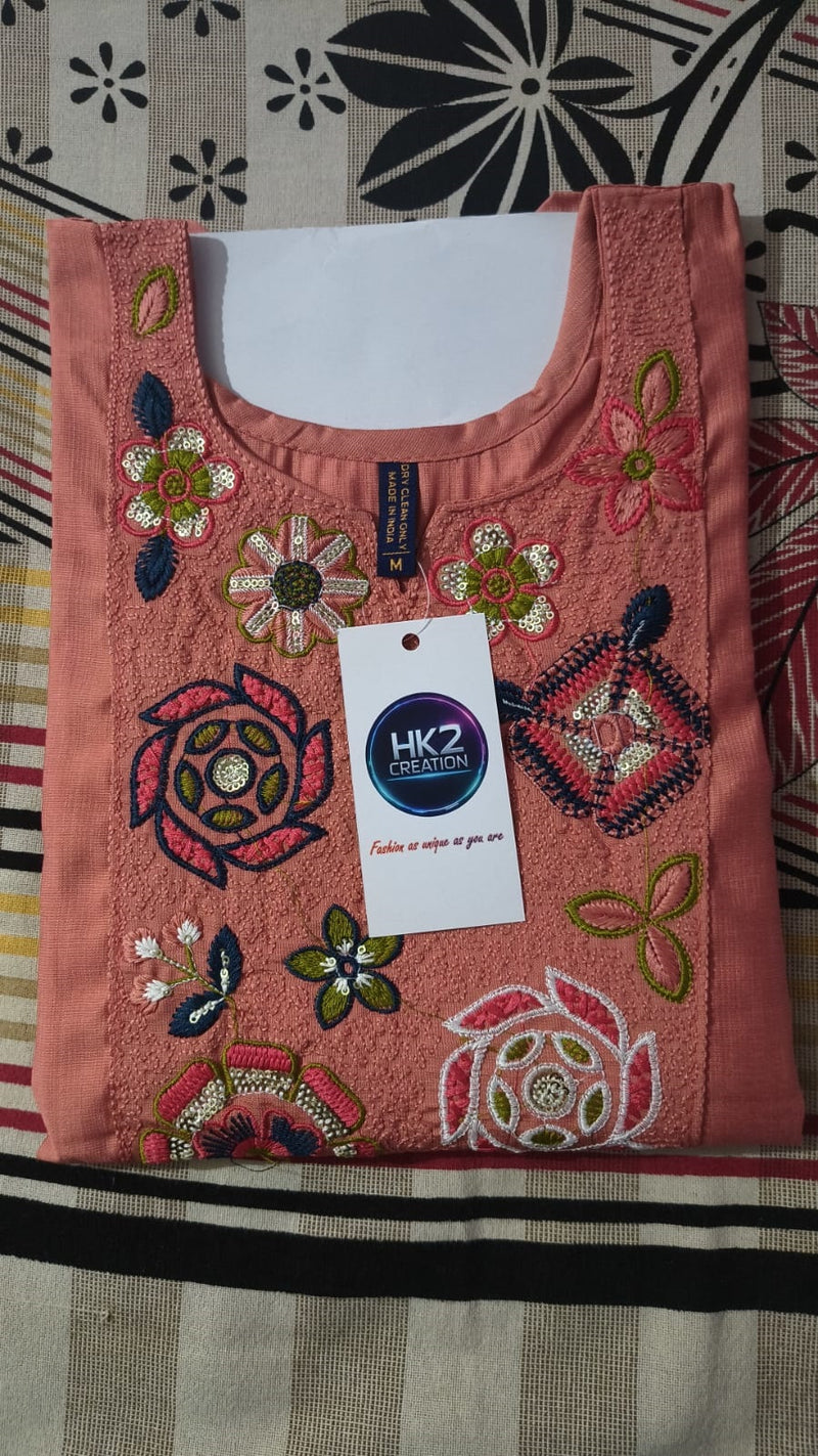 FASHOR PINK REGULAR FIT EMBROIDERED KURTA