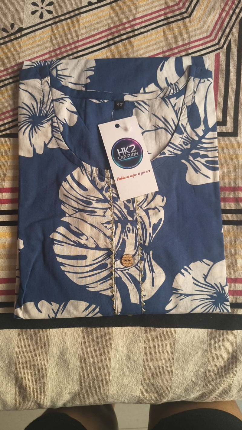 BLUE AND WHITE FLORAL PRINTED