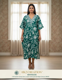 GREEN FLORAL KAFTAN KUTI