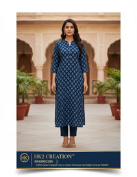 INDIGO PRINTED STRAIGHT KURTA