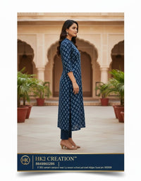 INDIGO PRINTED STRAIGHT KURTA
