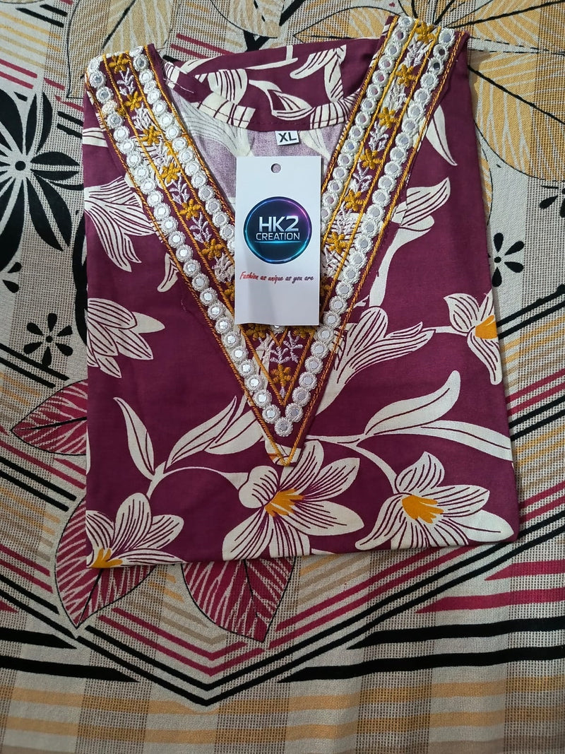 V-NECK COTTON KURTI