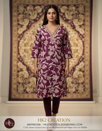 V-NECK COTTON KURTI