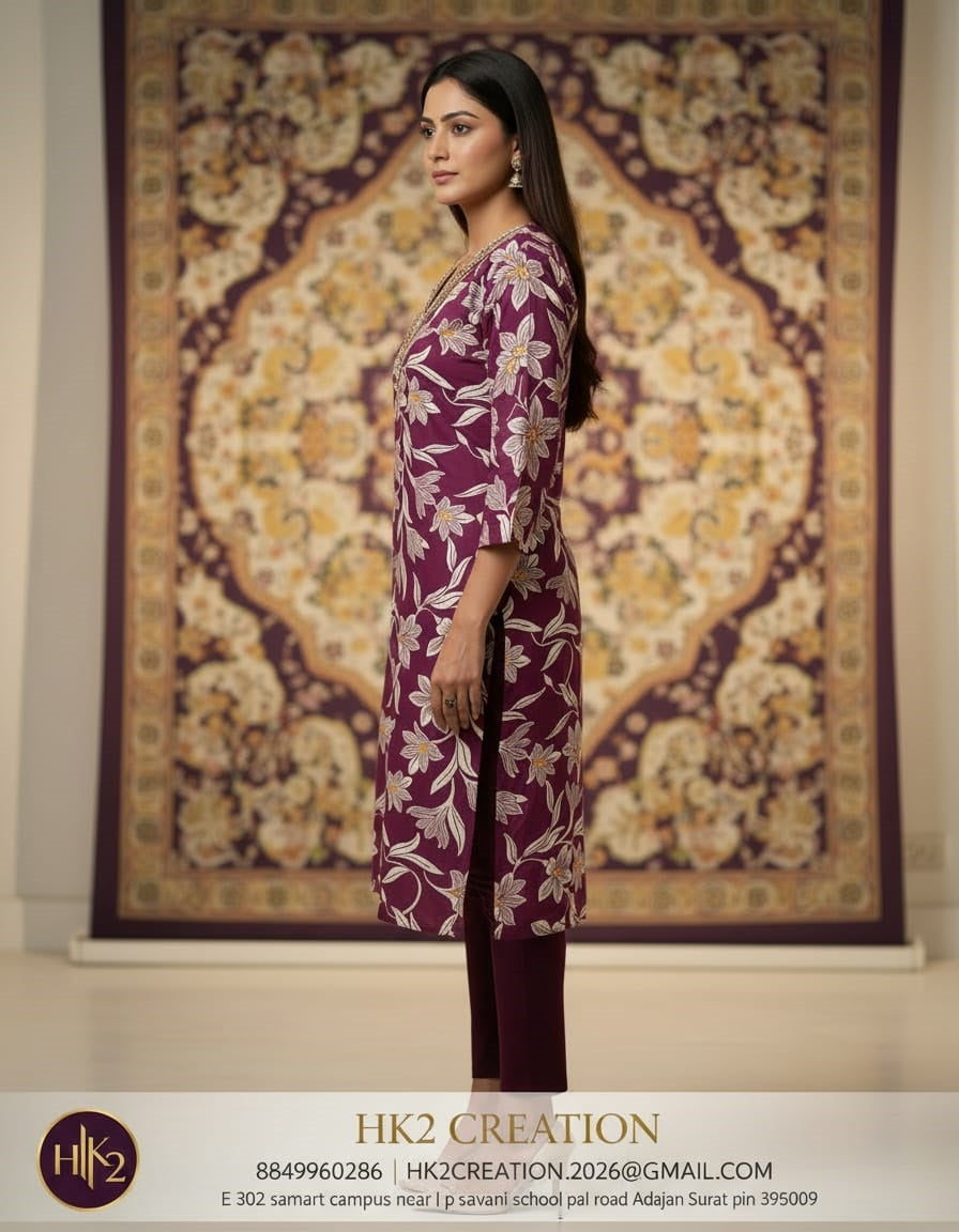 V-NECK COTTON KURTI