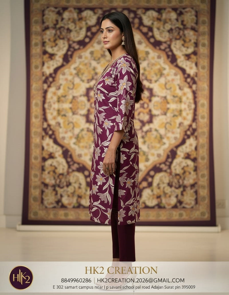 V-NECK COTTON KURTI