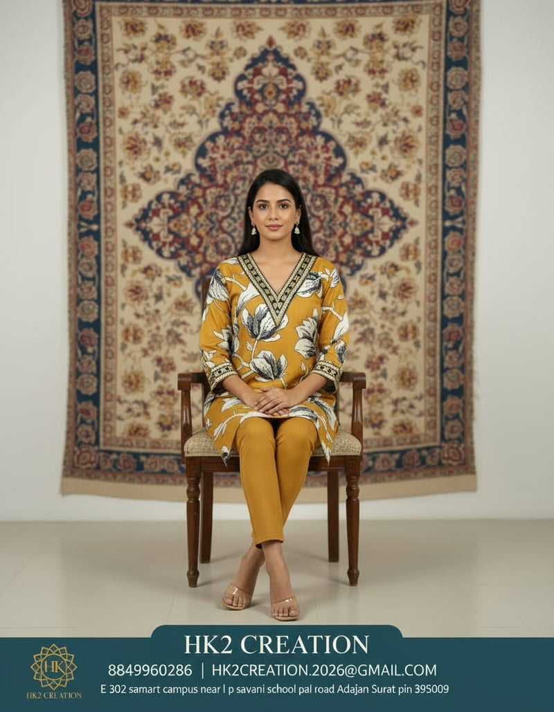 V-NECKLINE WITH CONTRASTING EMBROIDERY
