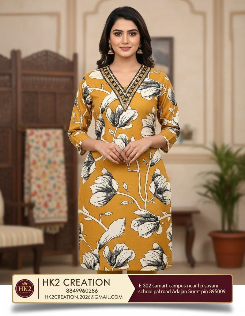 V-NECKLINE WITH CONTRASTING EMBROIDERY