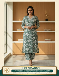 GREENISH GREY FLORAL PRINTED