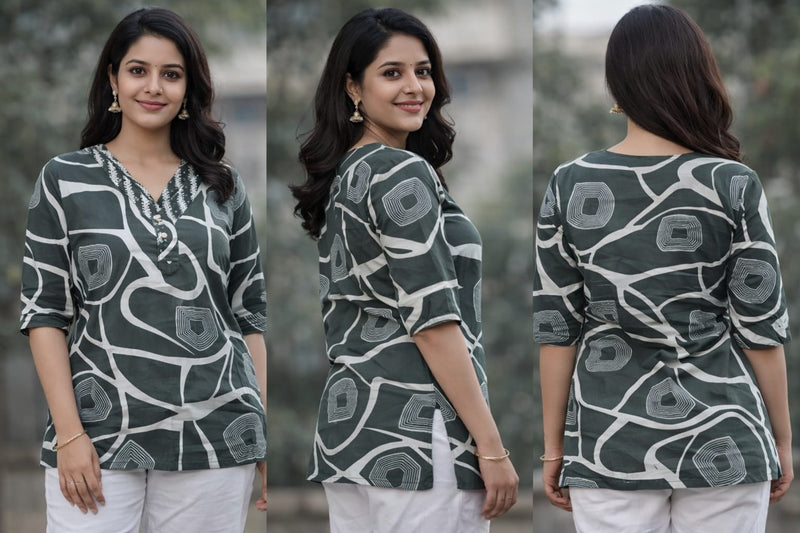 PRINTED COTTON STRAIGHT KURTI