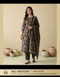 BLACK COTTON FLORAL PRINT
