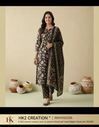 BLACK COTTON FLORAL PRINT