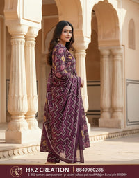 JAIPURI PURPLE PRINTED SUIT SET