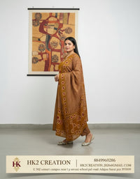 MUSTARD YELLOW PURE COTTON BANDHANI PRINT KRUTI WITH PANT AND DUPATTA SET