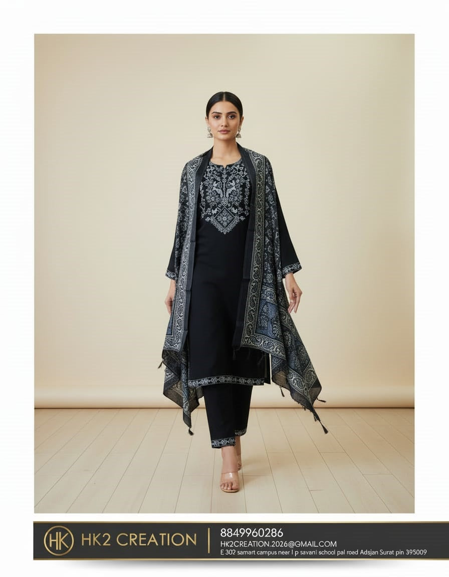 BLACK ETHNIC SUIT SET