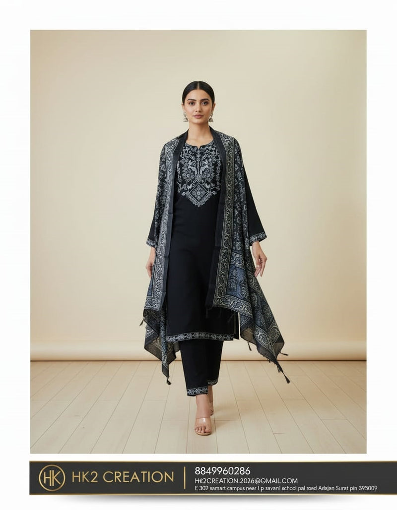 BLACK ETHNIC SUIT SET