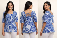 BOHO-CHIC SQUARE NECK HALF-SLEEVE KURTI