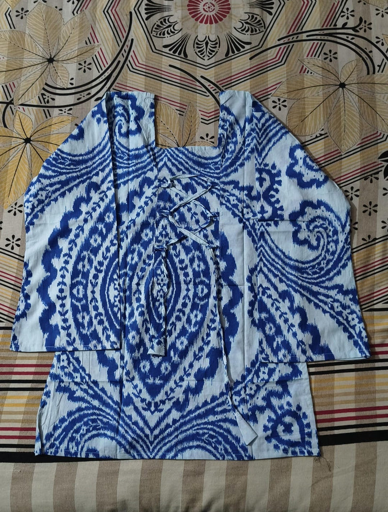 BOHO-CHIC SQUARE NECK HALF-SLEEVE KURTI