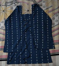 TUNIC STYLE NAVY BLUE PRINTED COTTON SHORT KURTI