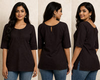 BLACK EMBROIDERED COTTON KURTA