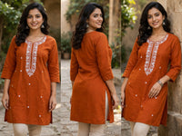 RUST ORANGE EMBROIDERED