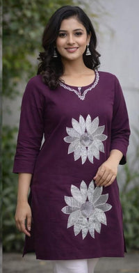 HAND EMBROIDERED PURPLE KURTI