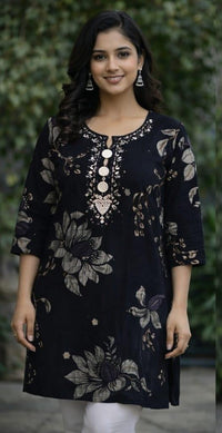 BLACK PRINTED ETHNIC TUNIC