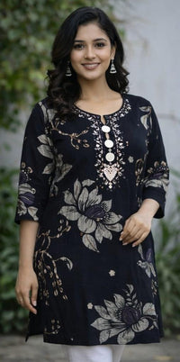 BLACK PRINTED ETHNIC TUNIC