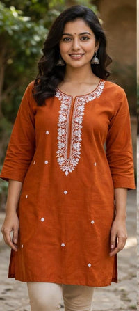 RUST ORANGE EMBROIDERED