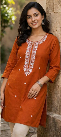 RUST ORANGE EMBROIDERED