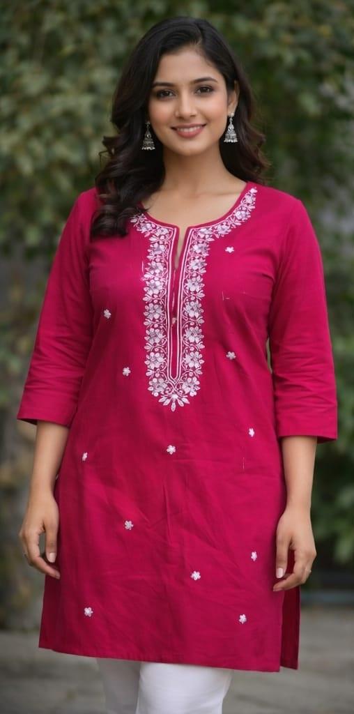 SOILD FRONTEMBROIDERED KURTI