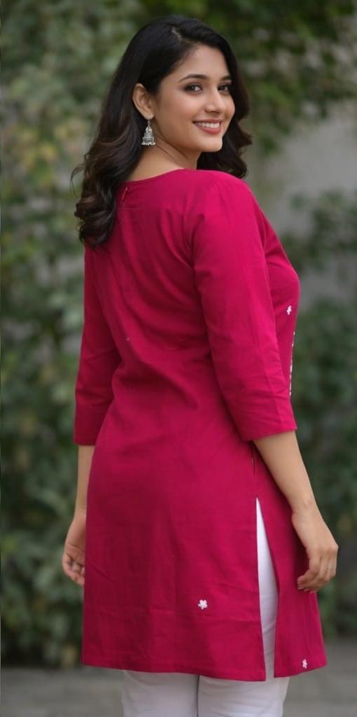 SOILD FRONTEMBROIDERED KURTI