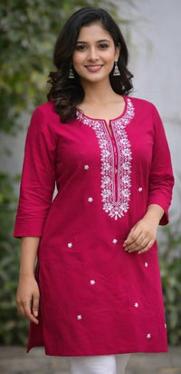 SOILD FRONTEMBROIDERED KURTI