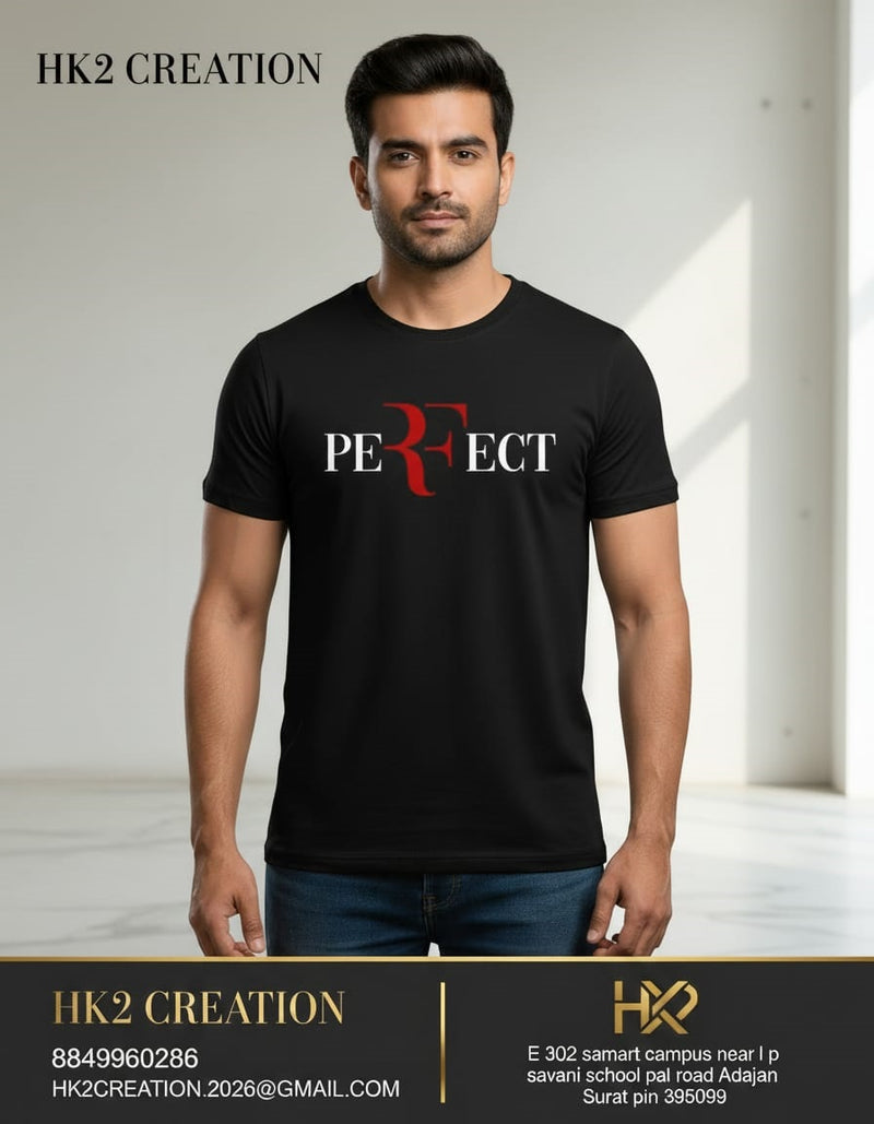 MENS WEAR 100% COTTON ROUND NECK T-SHIRT-185 GSM  "PREFECT"