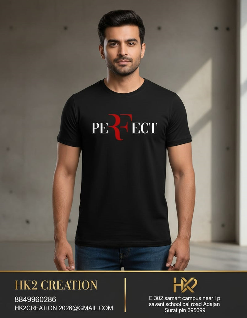 MENS WEAR 100% COTTON ROUND NECK T-SHIRT-185 GSM  "PREFECT"