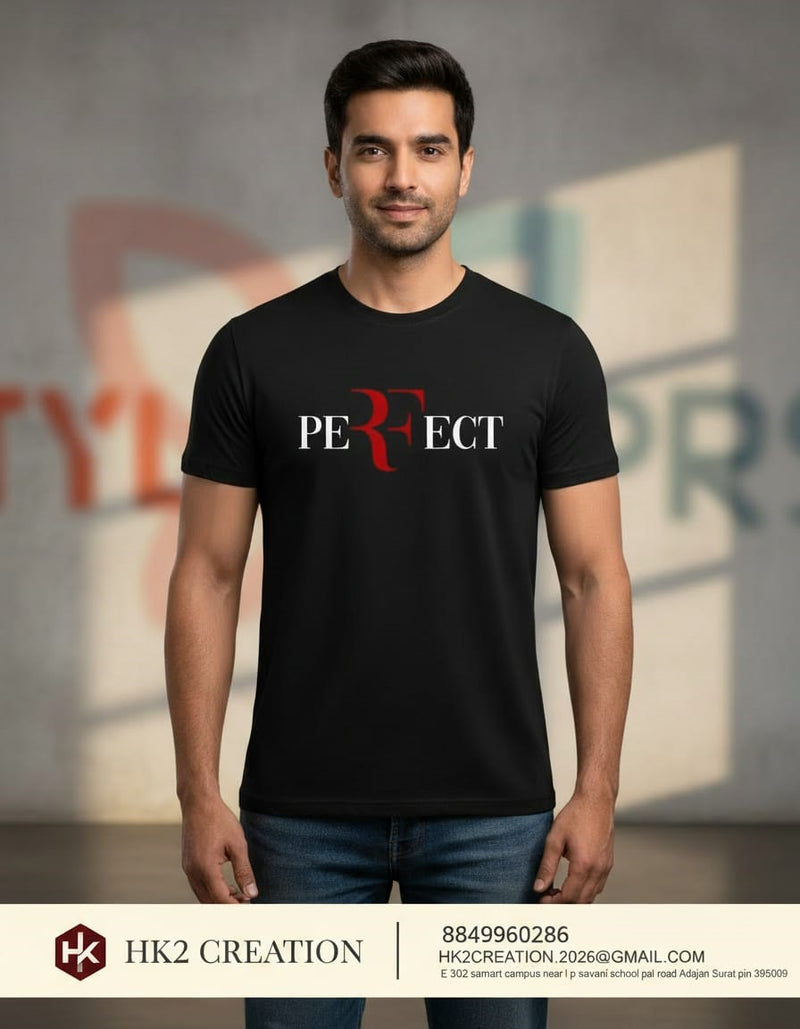 MENS WEAR 100% COTTON ROUND NECK T-SHIRT-185 GSM  "PREFECT"