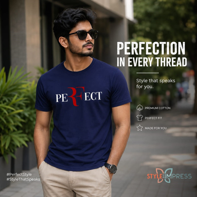 MENS WEAR 100% COTTON ROUND NECK T-SHIRT-185 GSM  "PREFECT"