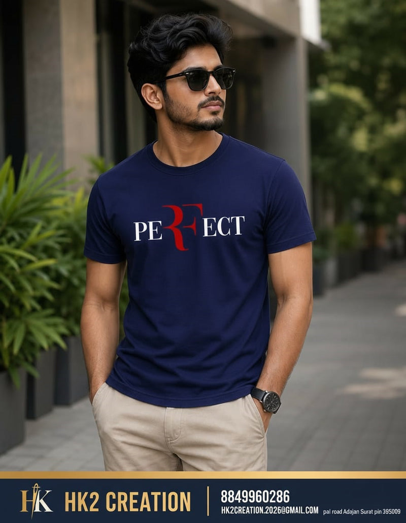 MENS WEAR 100% COTTON ROUND NECK T-SHIRT-185 GSM  "PREFECT"