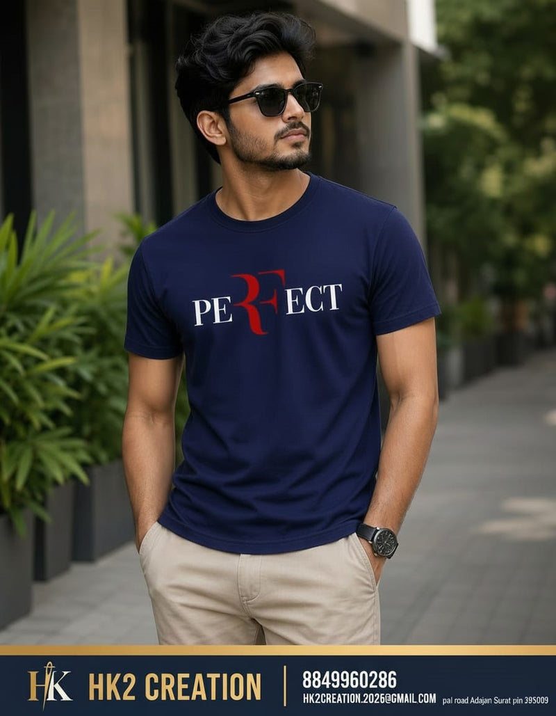 MENS WEAR 100% COTTON ROUND NECK T-SHIRT-185 GSM  "PREFECT"