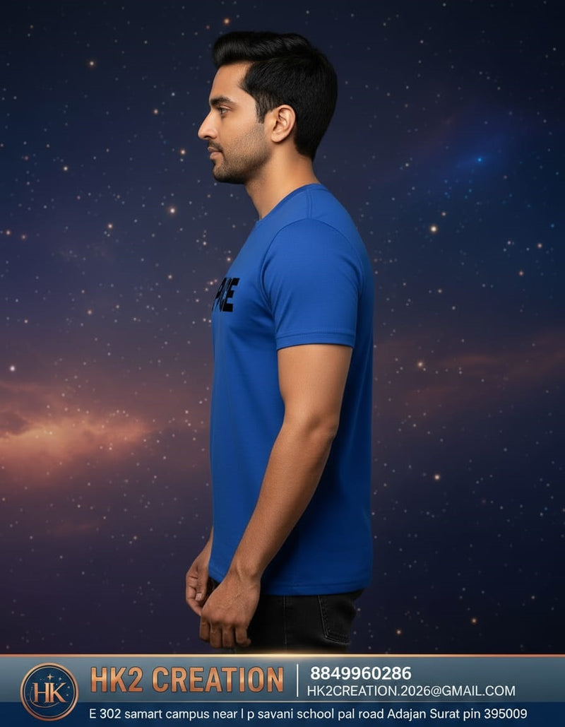 MENS WEAR 100% COTTON ROUND NECK T-SHIRT-185 GSM  "SPACE"