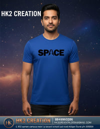 MENS WEAR 100% COTTON ROUND NECK T-SHIRT-185 GSM  "SPACE"