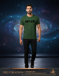 MENS WEAR 100% COTTON ROUND NECK T-SHIRT-185 GSM  "SPACE"