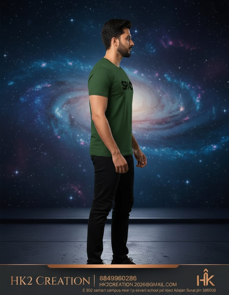 MENS WEAR 100% COTTON ROUND NECK T-SHIRT-185 GSM  "SPACE"