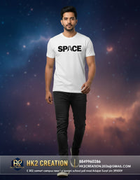 MENS WEAR 100% COTTON ROUND NECK T-SHIRT-185 GSM  "SPACE"