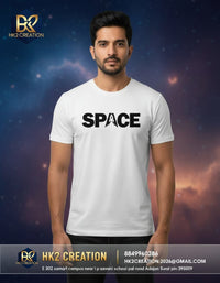 MENS WEAR 100% COTTON ROUND NECK T-SHIRT-185 GSM  "SPACE"