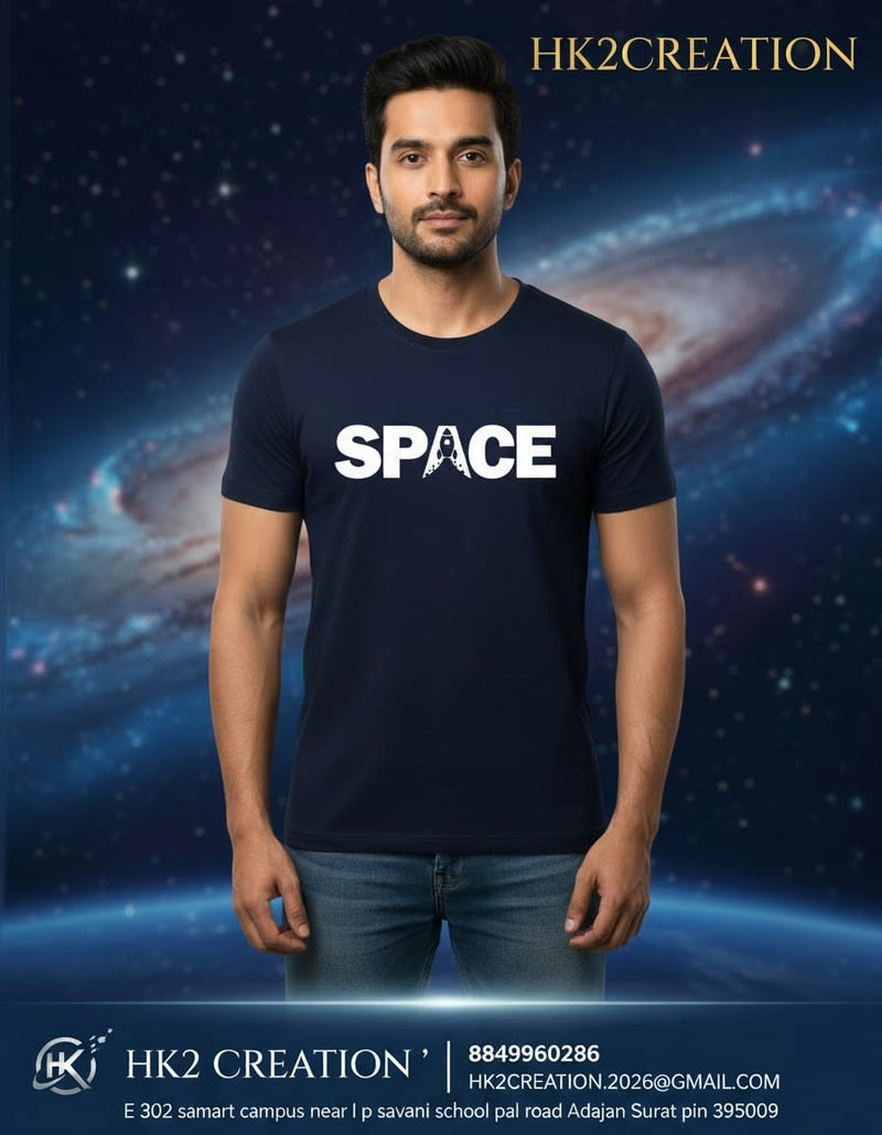MENS WEAR 100% COTTON ROUND NECK T-SHIRT-185 GSM  "SPACE"