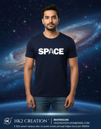 MENS WEAR 100% COTTON ROUND NECK T-SHIRT-185 GSM  "SPACE"